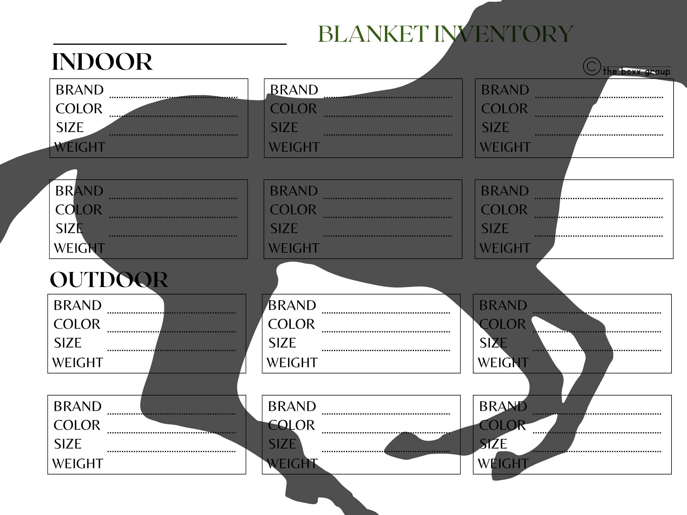 Horse Blanket Chart & Blanket Inventory Etsy