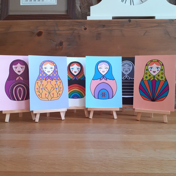 RUSSIAN DOLL POSTCARDS - Pack of 6