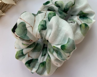 Oversized Eucalyptus Hair Scrunchie - Organic Cotton Muslin