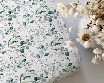 Eucalyptus leaf cot sheet for girl or boy nursery, Neutral floral fitted cot sheet for baby nursery,Sage leaf baby and toddler cot bed sheet