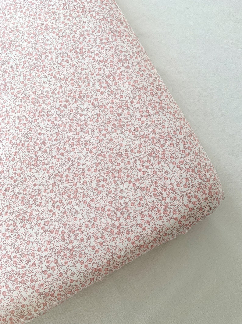 Pink Ditsy Floral Print Cot and Cot Bed Fitted Sheet for Girl, Pink