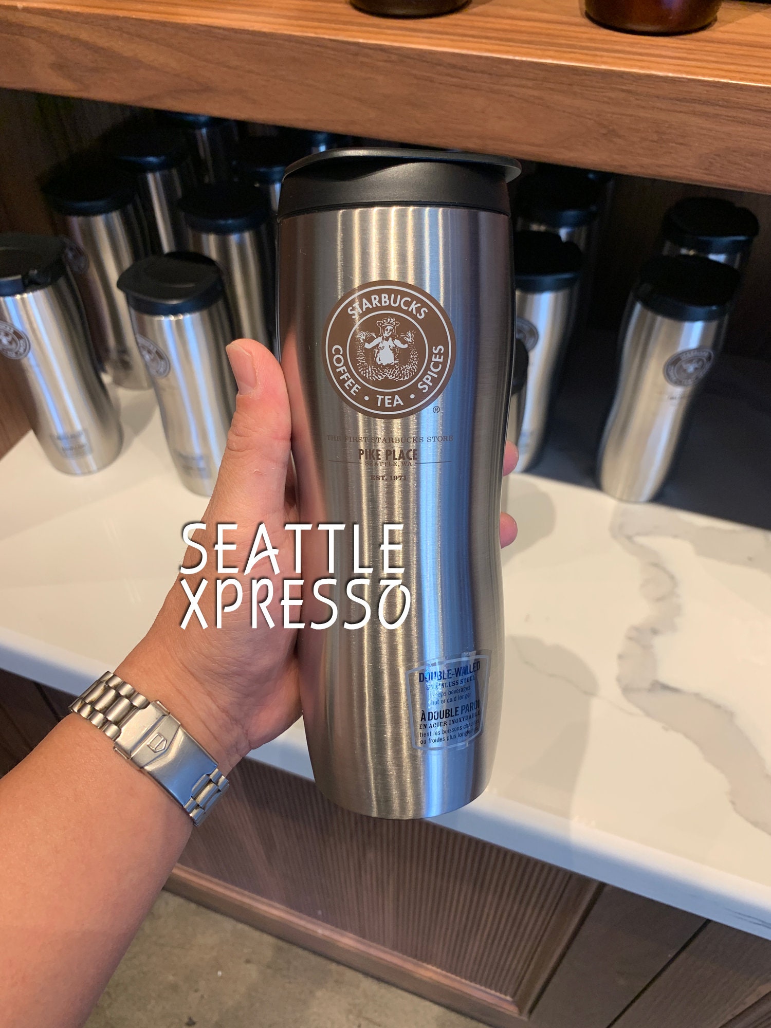 NEW SET Starbucks Pike Place First Store Reusable Cold Cup & Hot Cup