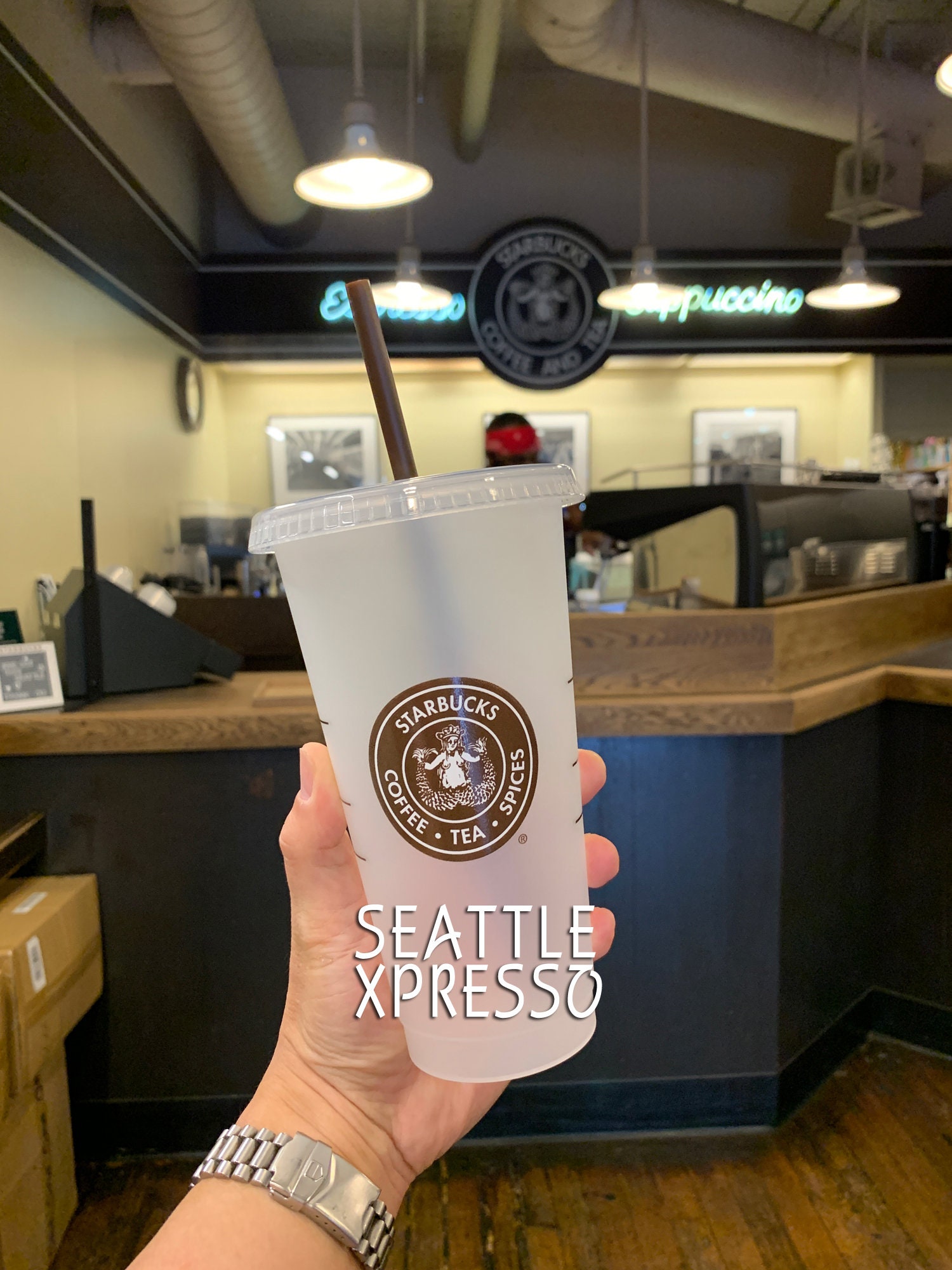 🤎NEW🤎Starbucks First Store Recycled Pike Place Glass Cold Cup