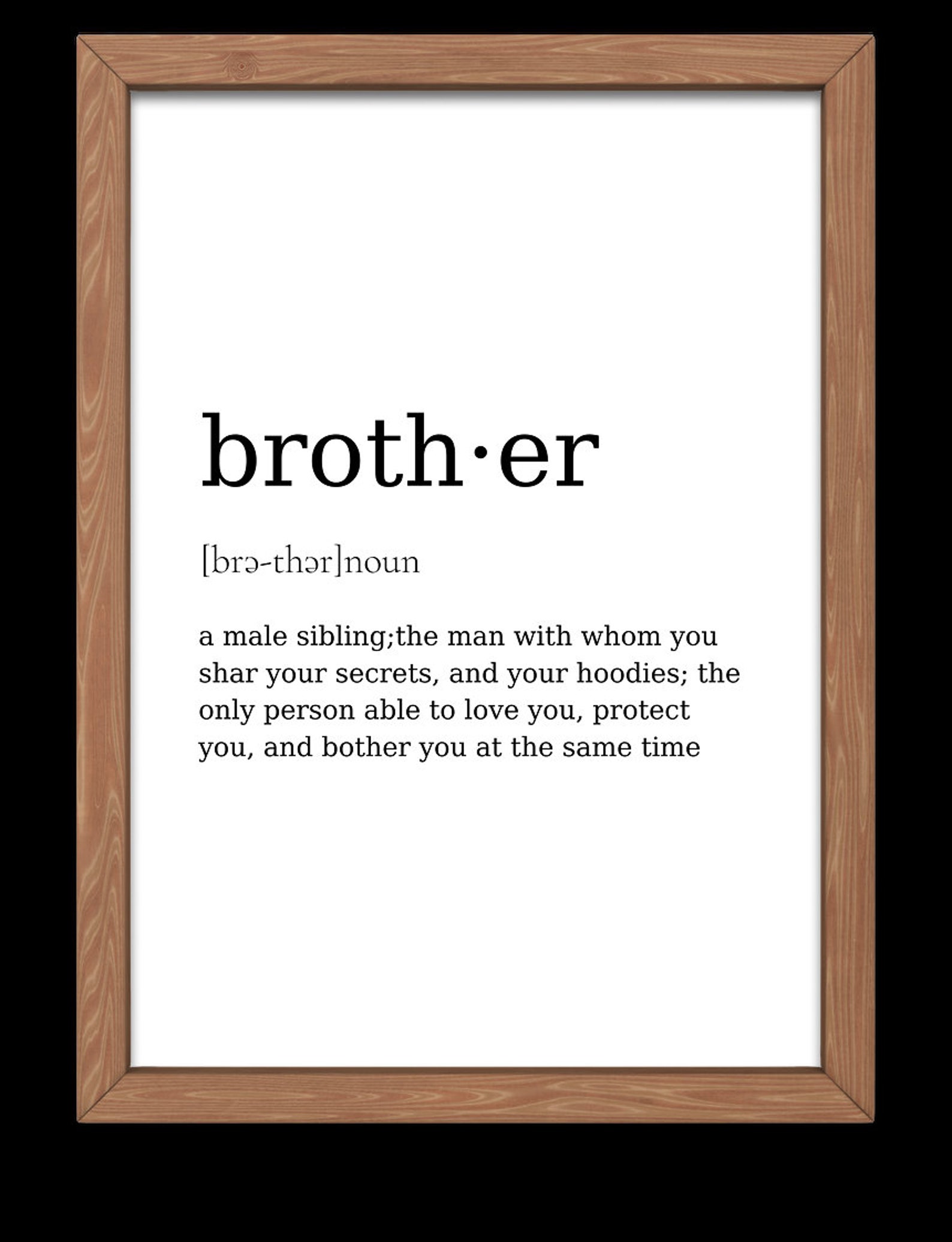 Brother Definition Print Gift For Brother Wall Art Print Etsy