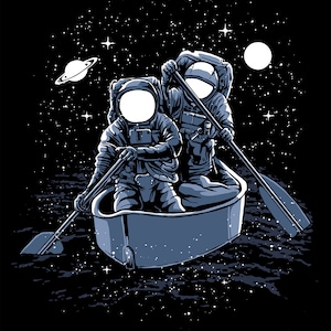 Astronauts Rowing Vector Design Illustration de la culture pop aux formats EPS, CDR et SVG T-shirts dillustration imprimable Fichier dimpression à la demande image 1