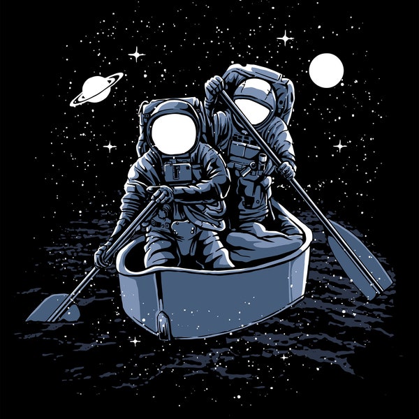 Astronauts Rowing Vector Design – Pop Culture Illustration in EPS, CDR & SVG Formats | T-Shirts | Printable Artwork | Print on Demand File