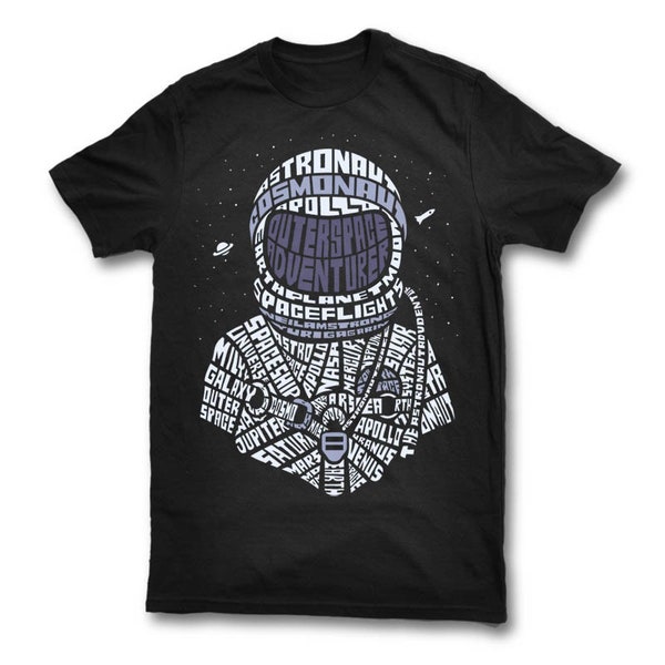 Astronaut Vector Calligram Design – Pop Culture Illustration en EPS, CDR &SVG Formats T-Shirts Printable Artwork