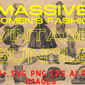 大規模なビンテージベクターエッチングデザイン - Ai、PNG、SVGのビンテージ女性ファッションイラスト、Tシャツ、ジャーナル、ステッカー、印刷可能なアートワーク
