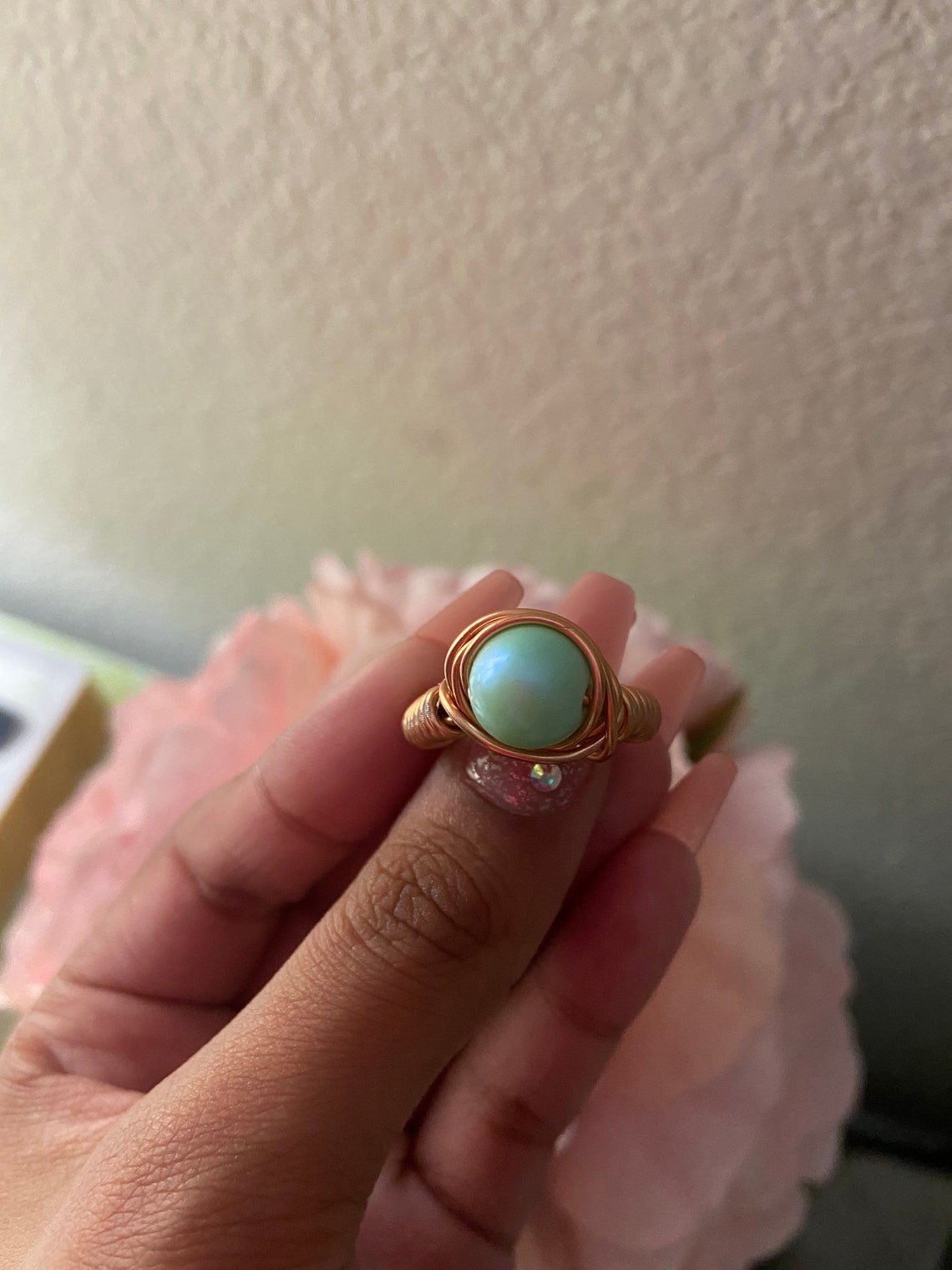 Sea Foam Green Ring Etsy