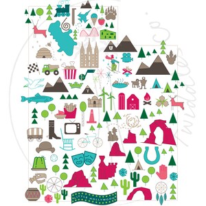 Arte del mapa de Utah imprimible / Arte estatal / Impresión estatal / Decoración de la pared