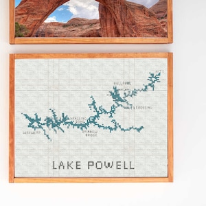 Patrón de punto de cruz PDF del lago Powell / Decoración de navegación / Mapa personalizado / Patrón descargable