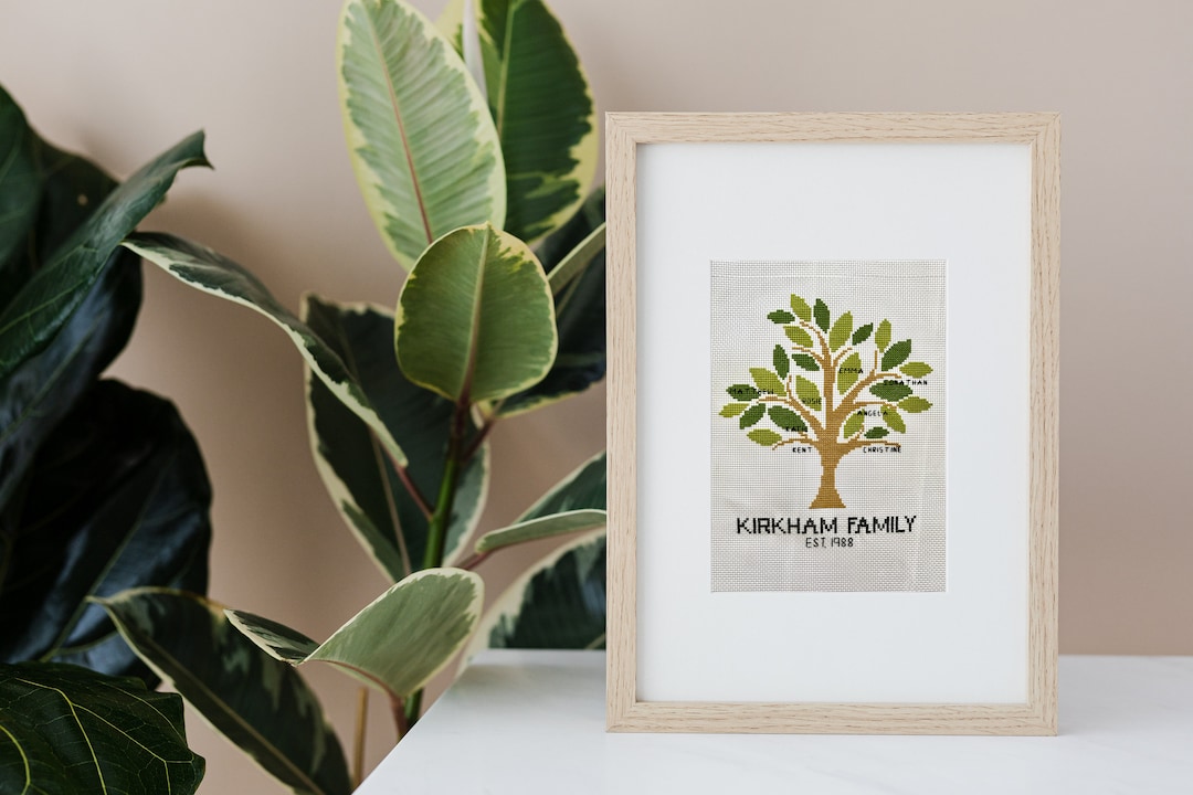 Custom Modern Family Tree Cross Stitch Pattern | Personalized Names - Etsy
