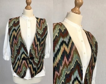 Vintage Tapestry Waistcoat with Buckle up to EU40 UK12