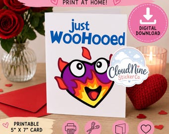 Sims Inspired "Just WooHooed" Card | Funny Gamer Anniversary Greeting (Digital Download)