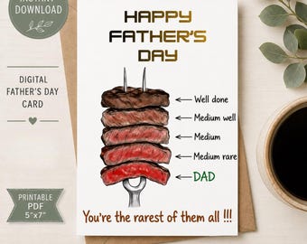 Funny Steak Father's Day Card | Rare Dad Humor (Digital Download)
