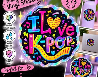 Holographic K-Pop Sticker | Colorful Vinyl Decal (3"x3")