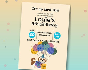 Editable Puppy Birthday Invitation Template | Dog Pawty Party Invite | Printable Puppy Party Canva Template | Instant Digital Download