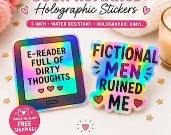 Romance Reader Holographic Stickers | Fictional Men, E-Reader Designs (Water Resistant)