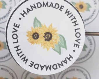 Sunflower Handmade Sticker; Small Business Stickers