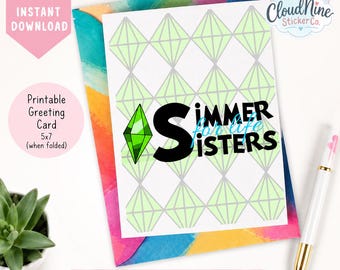 Sims Inspired Greeting Card | Gamer "Simmer for Life" (Digital Download)