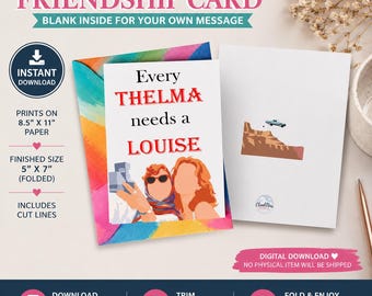Thelma Louise Friendship Card | Road Trip Partner Crime (Digital Download)