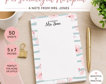 Custom Teacher Stationery| Personalized Notepad | Custom Name Stationery | Non-Sticky Note Pad