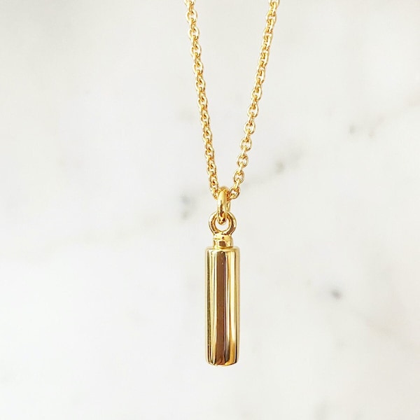 18K Plated Gold Cylinder Ashes Necklace, Cremation Jewellery, Gold Keepsake, urn necklace, Necklaces for Ashes,ashes jewelry,ashes cylinder
