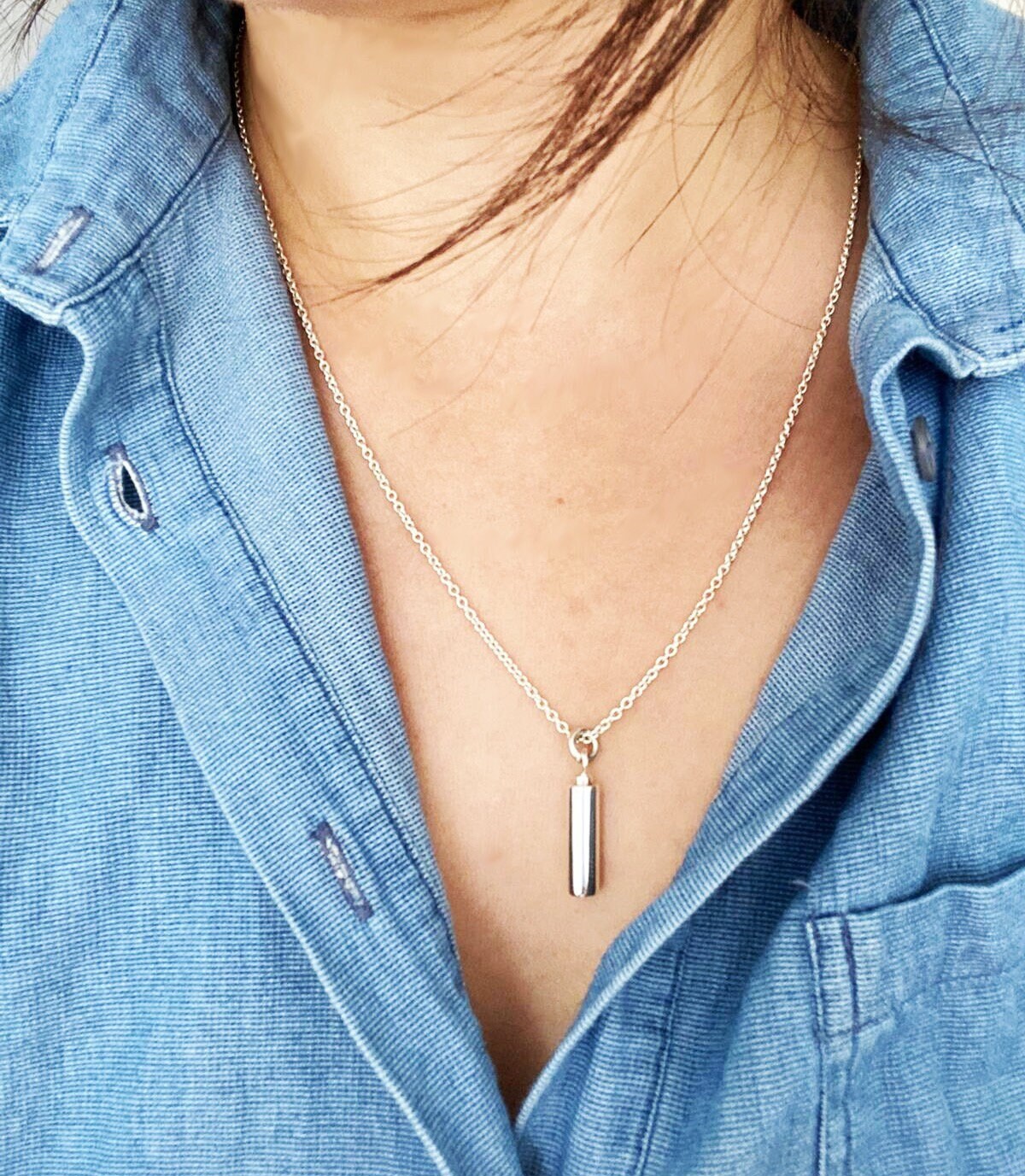 Cylinder necklace on sale for ashes