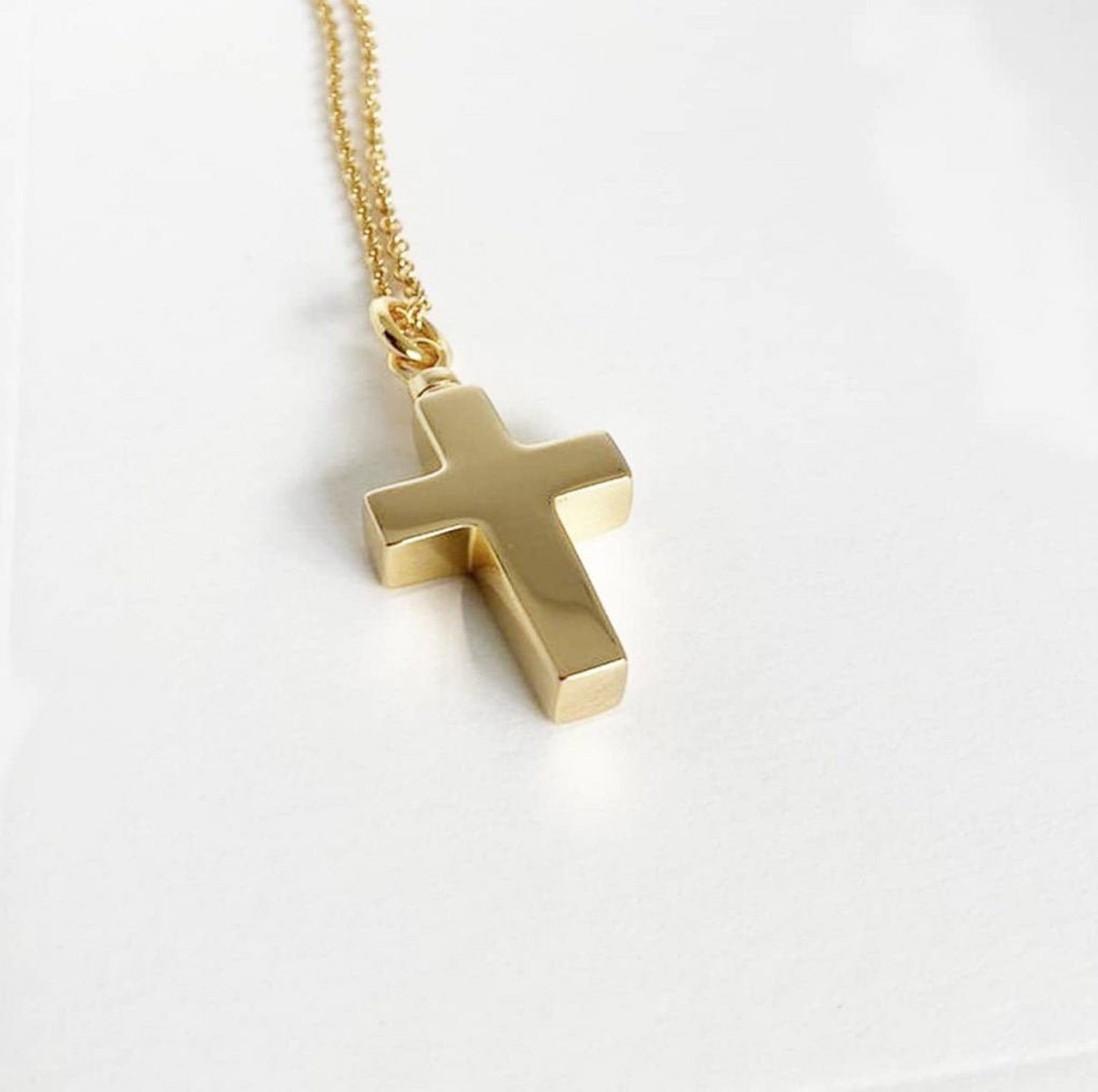9k/18k Solid Gold Cross Cremation Ashes Necklace Gold Ashes Etsy UK