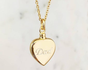 18K Gold Plated Heart Ashes Necklace, Pets Ashes, memorial pendant, Ashes Jewellery. Cremation necklaces, jewellery for ashes, ashes chain