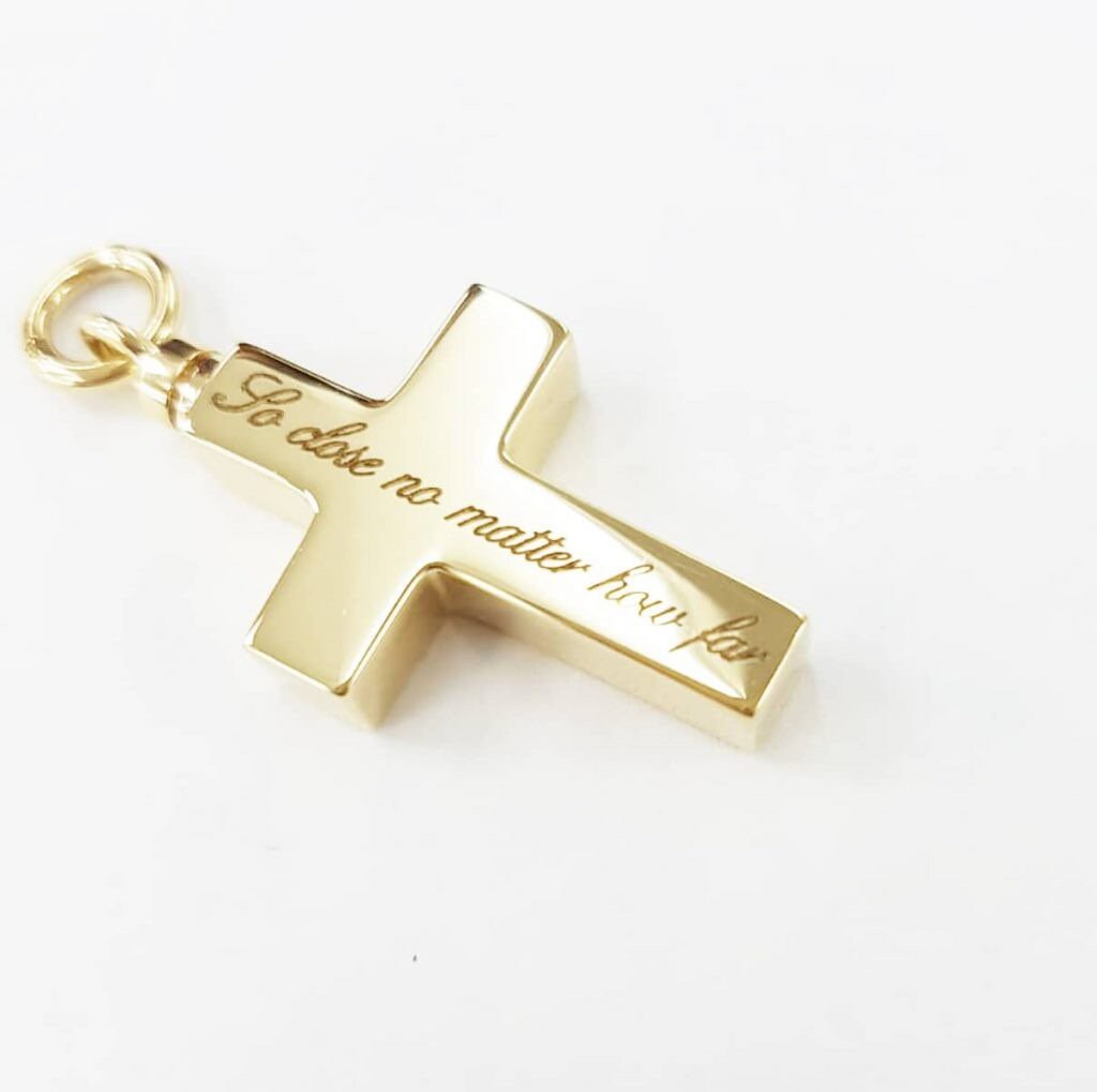 9k/18k Solid Gold Cross Cremation Ashes Necklace Gold Ashes Etsy UK