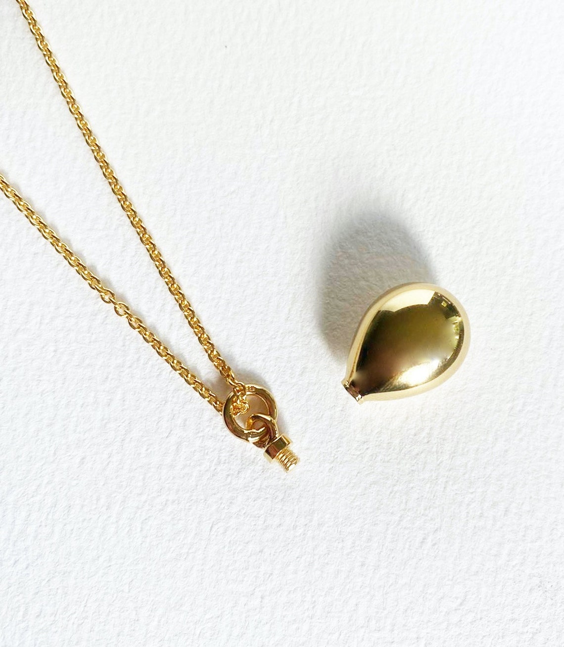 18K Plated Gold Teardrop Necklace for Ashes Teardrop Ashes Etsy