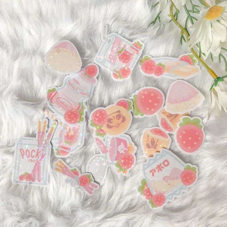 Strawberry Snacks Die Cut Vinyl Sticker Pack / Sticker Flakes - Etsy