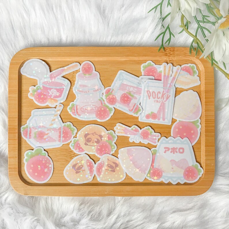 Strawberry Snacks Die Cut Vinyl Sticker Pack / Sticker Flakes - Etsy