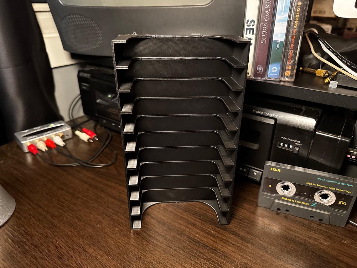 Wall Mounted Cassette Tape Rack 3D Printed: Retro Music Display Shelf ...