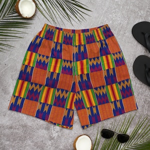 African print (Kente) Men&#39;s Athletic Long Shorts