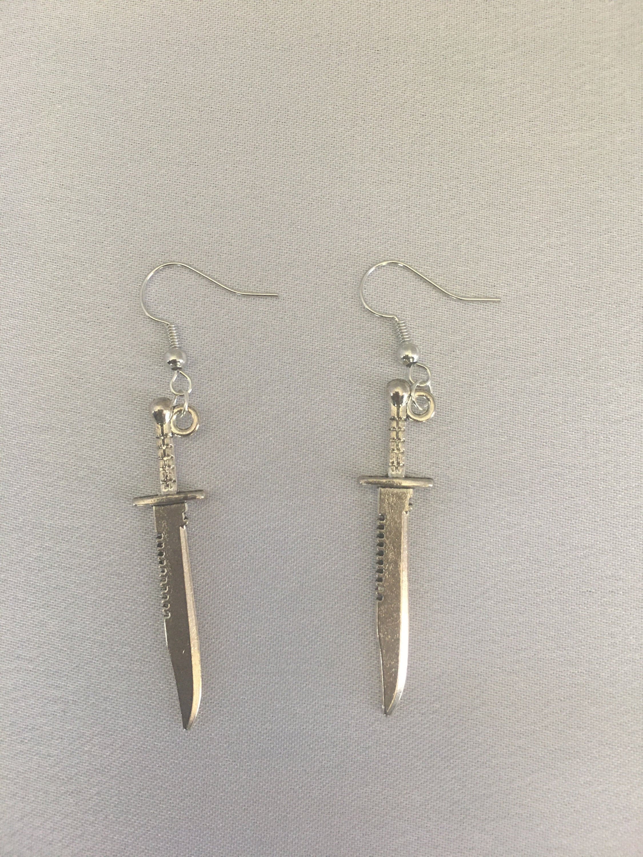 Silver Knife Earrings Etsy