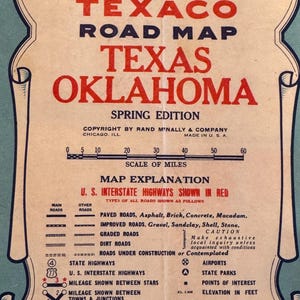 1934 Texaco Road Map | Texas & Oklahoma | Vintage Gas Station Map | From Dad’s Travel Collection