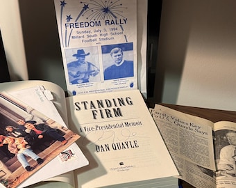 Signed Dan Quayle Standing Firm First Edition + Omaha Freedom Rally  + 1994 Program + Omaha Political Archive