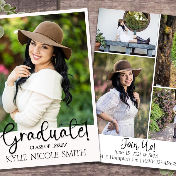 Double Sided Graduation Invitation Template Etsy UK