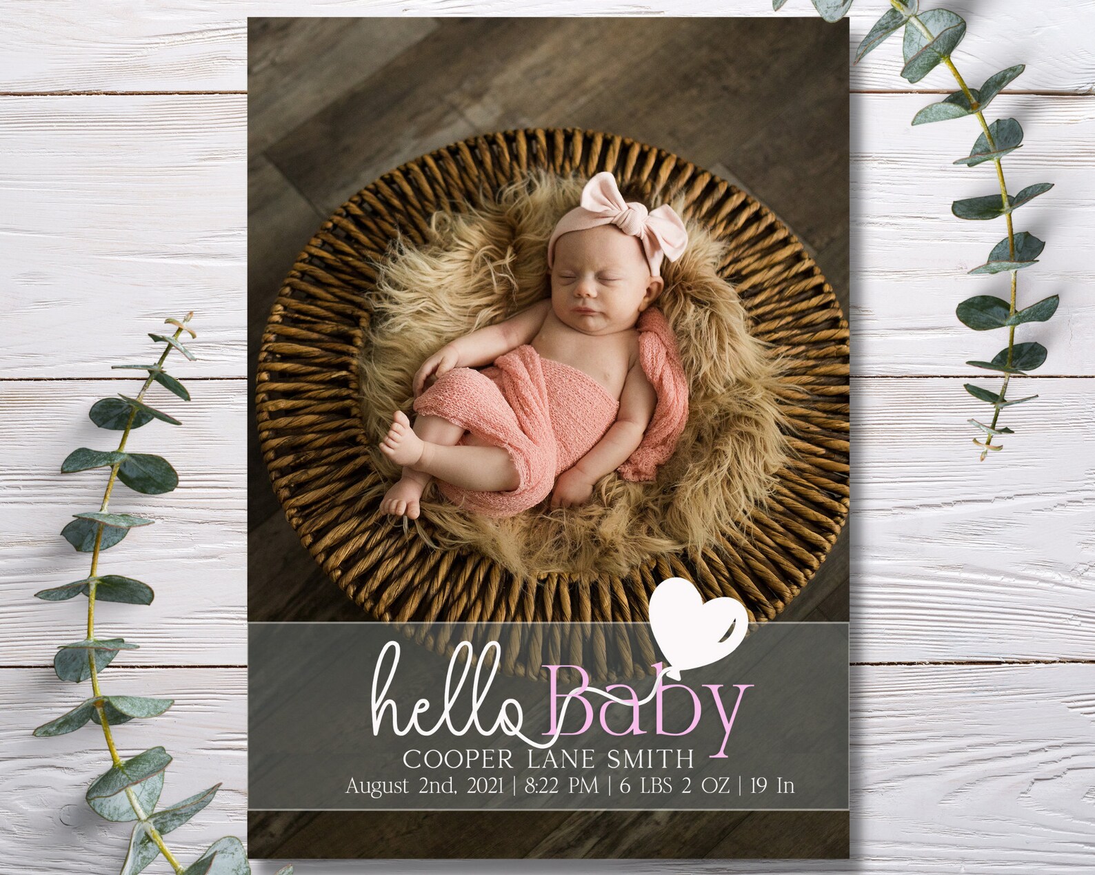 Newborn Announcement Card Birth Announcements New Baby Canva Etsy UK