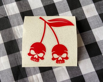 Cherry skulls vinyl decal | car decal | truck decal | laptop decal | skull decal | cherry skull decal