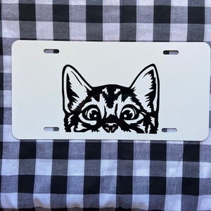 Peeking kitty funny front license plate | funny car tag | funny vanity plate | funny front plate | car tag | vanity plate