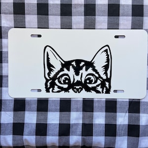 Peeking kitty funny front license plate | funny car tag | funny vanity plate | funny front plate | car tag | vanity plate