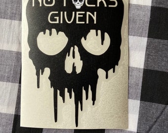 No f**ks given skull vinyl decal | car decal | truck decal | laptop decal | skull decal