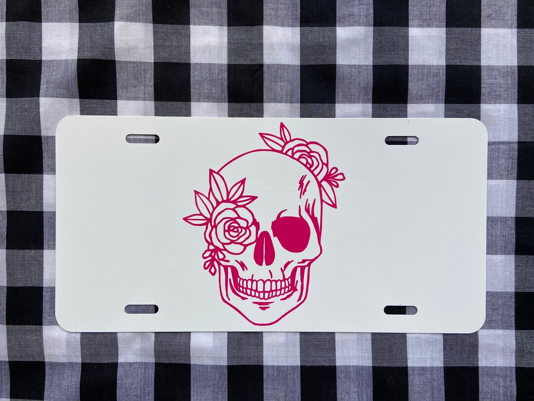 Floral Skull Front License Plate Car Tag Vanity Plate Cute Car Tag Cute