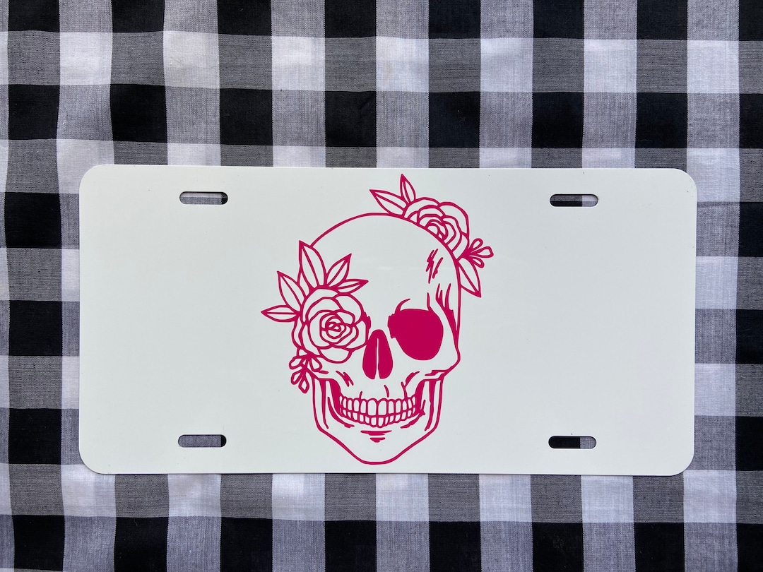 thumbnail image 2 of Skull Metal Novelty License Plate - 12x6 Inches, Glossy Aluminum, Made In USA 2 of 5