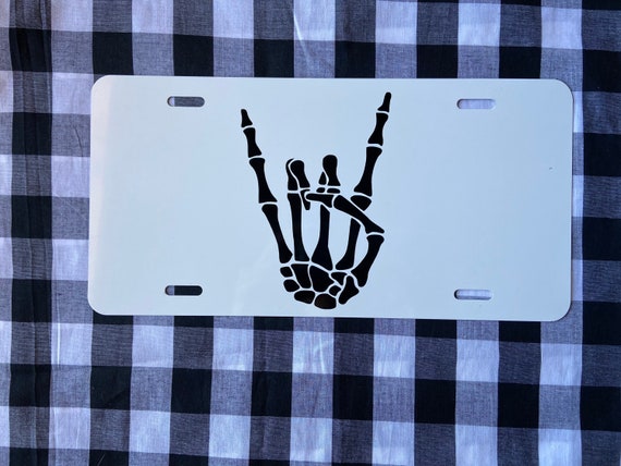 Rock on Skeleton Hand Front License Plate Vanity Plate Car - Etsy