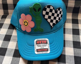 Zufällige Patch niedliche Schaumstoff vorne Trucker-Hut | Retromütze | süße Trucker Mütze | Flicken Trucker Mütze
