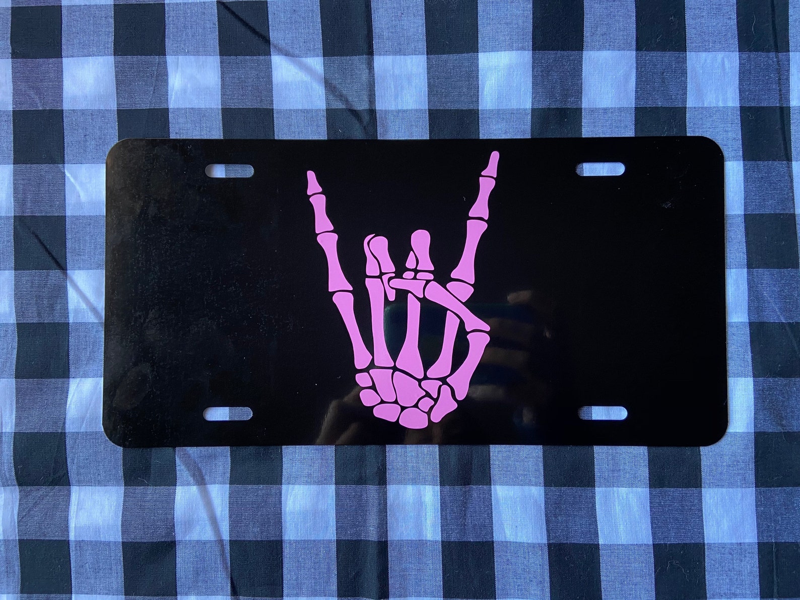 Rock on Skeleton Hand Front License Plate Vanity Plate Car - Etsy